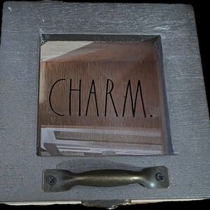 Rae Dunn Charm Wood Trinket Box with Glass Panel